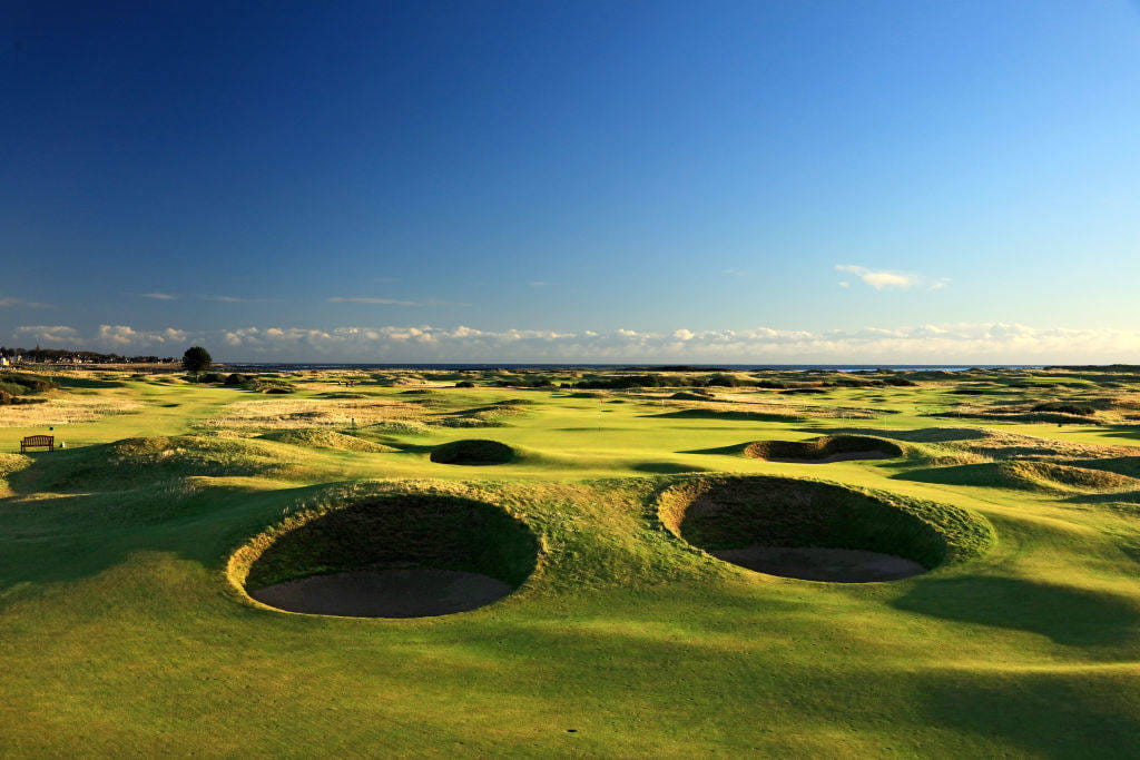 General views of the 14th hole at the Carnoustie Championship Course
